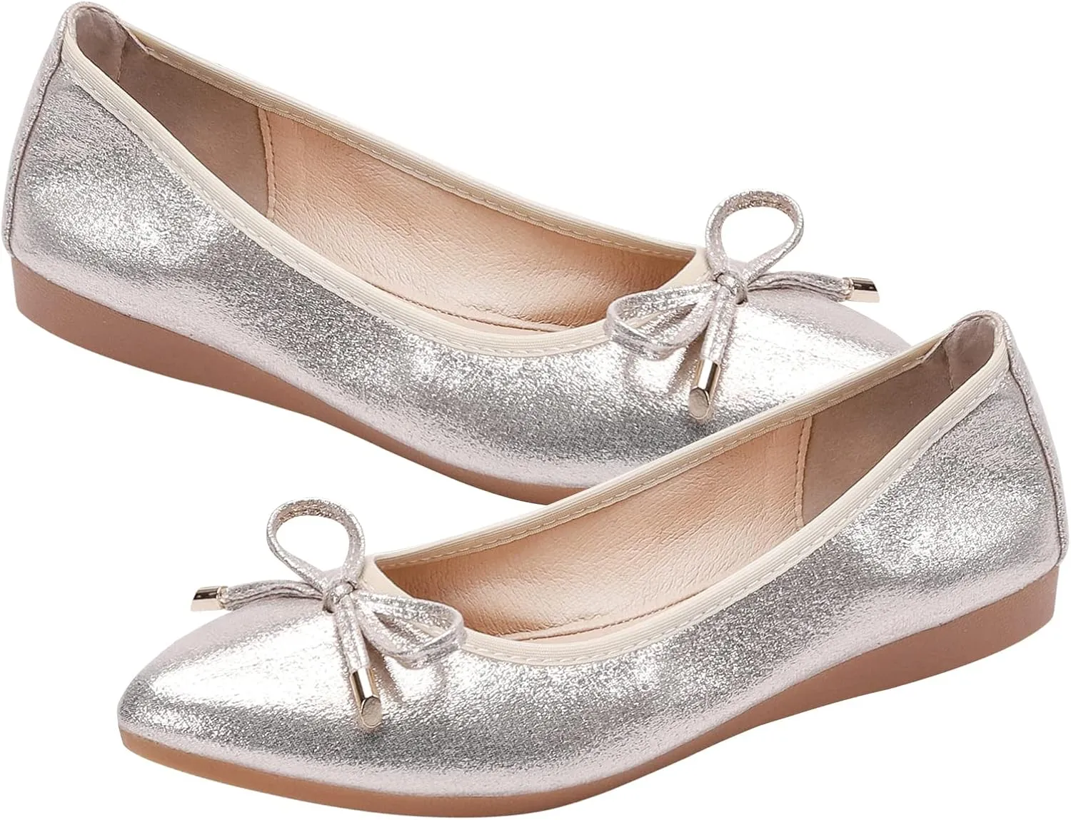 Women's Ballet Flats Foldable Shiny Comfortable Loafers Shoes Dressy Flats Shoes for Women