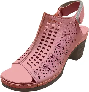 Womens High Heel Sandals Breathable Hollow Out Non Slip On Chunky Heels Sandals Open Toe Buckle Ankle Strap Adjustable Casual Summer Outdoor