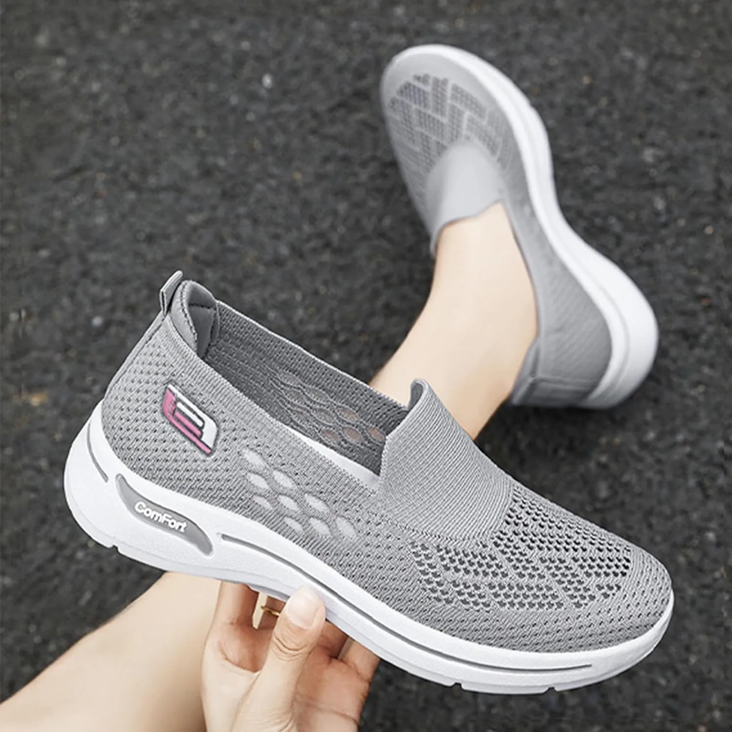 Women's Mesh Shoes Lightweight Comfortable Loafers for Women Casual Breathable Outdoor Walking Shoes Slip On Sneakers