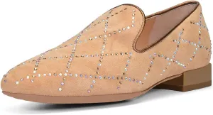 XYD Women Formal Closed Round Toe Flats Low Heel Loafer Studded for Office Lady Comfy Walking Driving Shoes