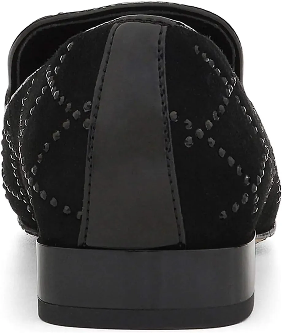XYD Women Formal Closed Round Toe Flats Low Heel Loafer Studded for Office Lady Comfy Walking Driving Shoes
